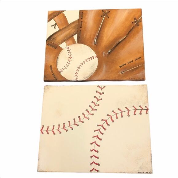BASEBALL Sports Painting 16 X 20 Set 2 Kids Game Room Home decor Art artwork - Picture 1 of 11
